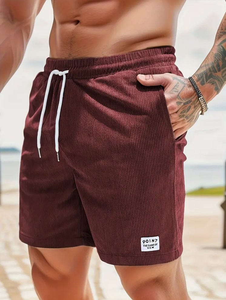 ALLRJ 2XL / Wine Red / 1PC Corduroy Lace-up Shorts