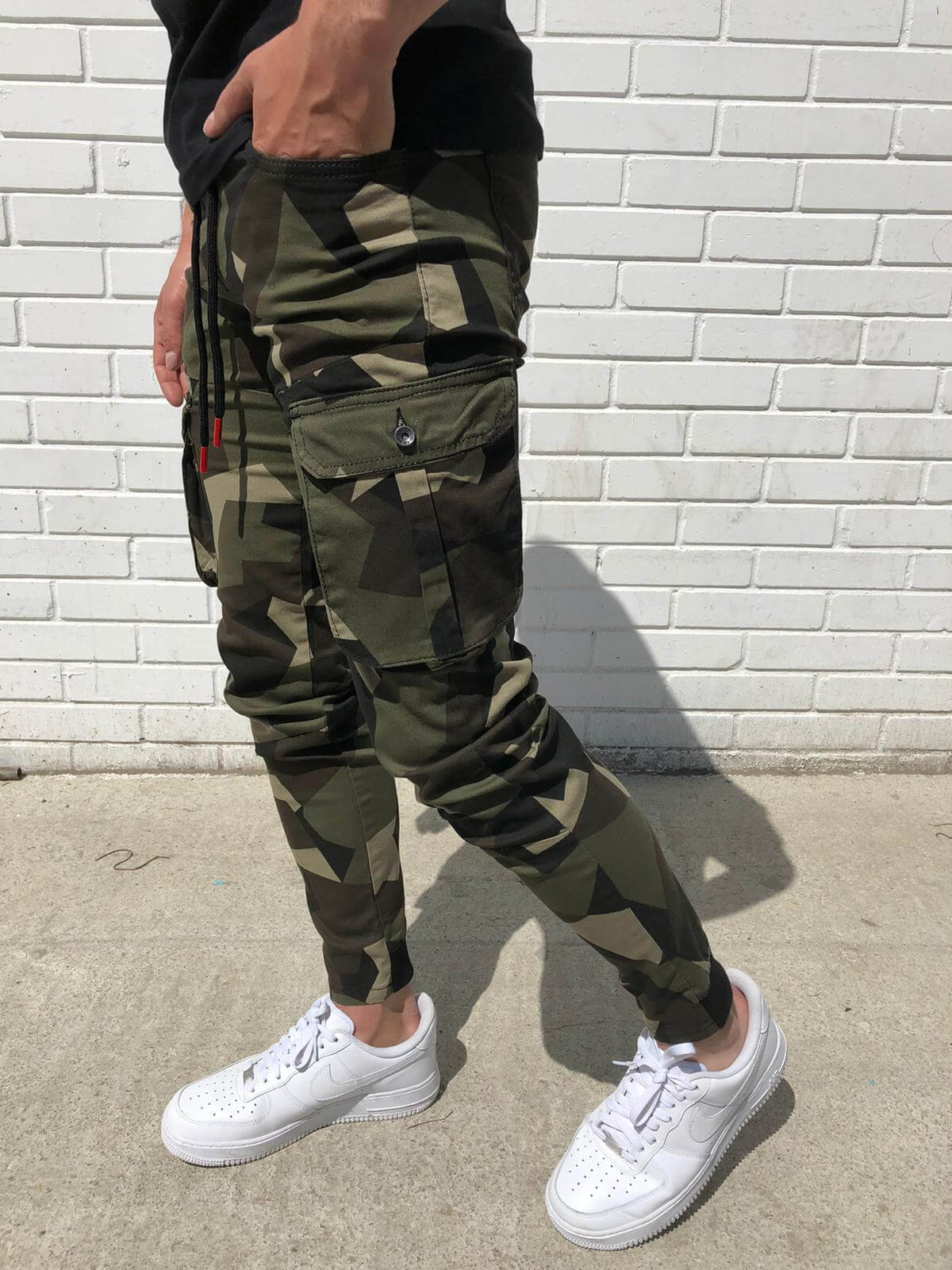 ALLRJ Check Camouflage Sweatpants Men'S Slim Trend Fashion Casual Pants With Feet