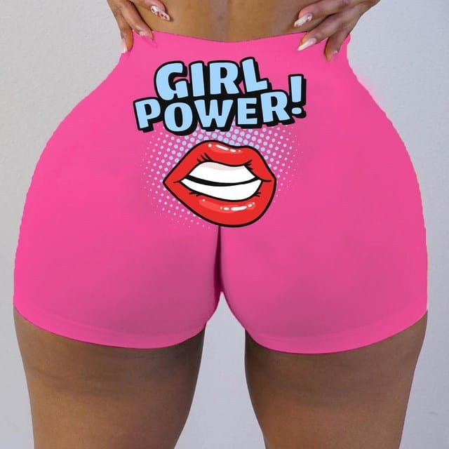 allrj Compression shorts Fuchsia / 2XL Plus Size Print Skinny Women Clothes Graphic Biker Shorts