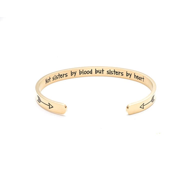 ALLRJ Golden lettering Stainless Steel Bracelet Sister Good Sister Lettering Bracelet