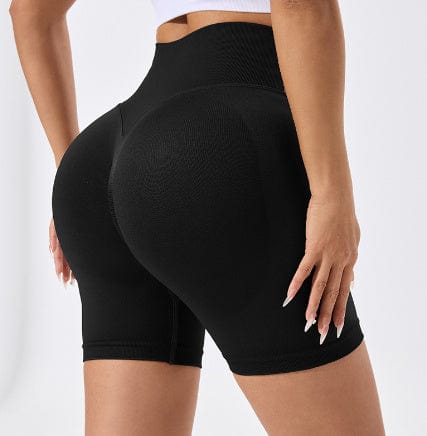 ALLRJ L / Black Hip Raise Fitness Pants Women's Seamless Knitted Belly Tight Pants