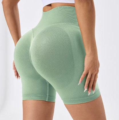 ALLRJ L / Light Green Hip Raise Fitness Pants Women's Seamless Knitted Belly Tight Pants