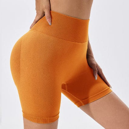 ALLRJ L / Orange Hip Raise Fitness Pants Women's Seamless Knitted Belly Tight Pants