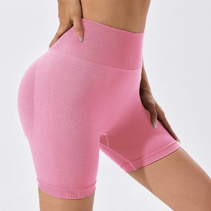 ALLRJ L / Pink Hip Raise Fitness Pants Women's Seamless Knitted Belly Tight Pants