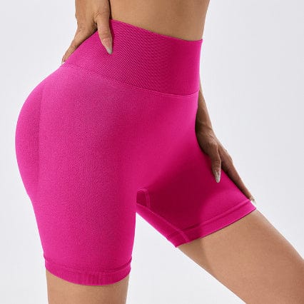 ALLRJ L / Rose Red Hip Raise Fitness Pants Women's Seamless Knitted Belly Tight Pants