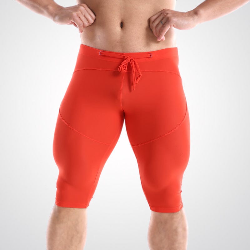 ALLRJ Men's compression shorts Orange / L Lycramale Bodybuilding Knee Short