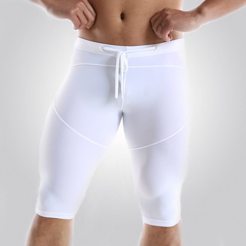 ALLRJ Men's compression shorts White / L Lycramale Bodybuilding Knee Short