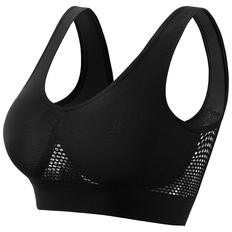 ALLRJ Sports bra Black Ribbon Chest Pad / 2XL Push-up Workout Bra