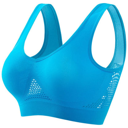 ALLRJ Sports bra Lake Blue Ribbon Chest Pad / 2XL Push-up Workout Bra