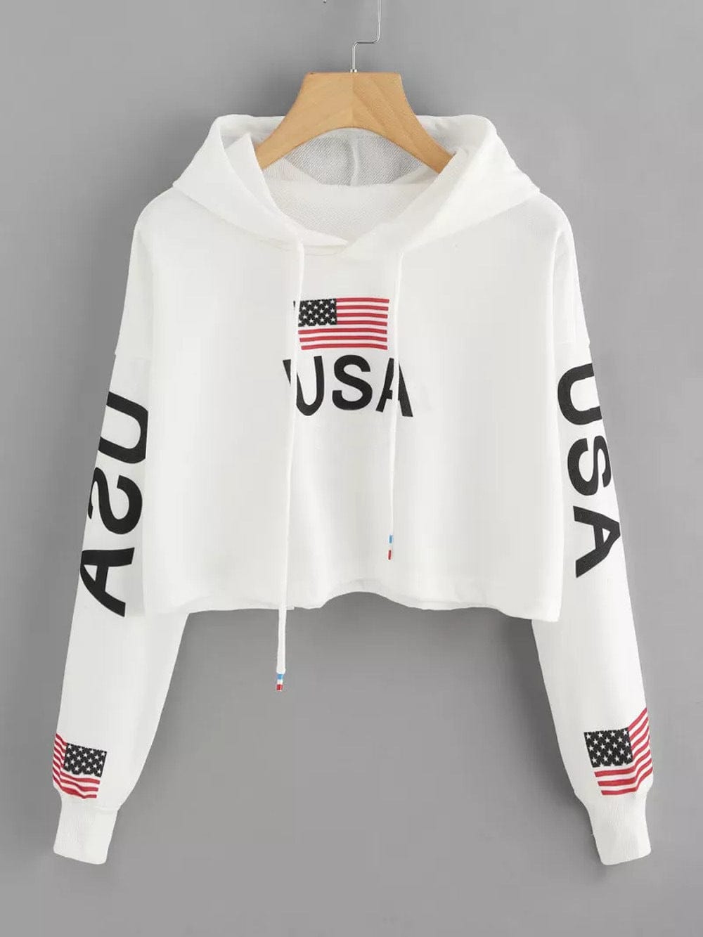 ALLRJ Spring And Autumn Long Sleeve Ladies Flag Print USA Top