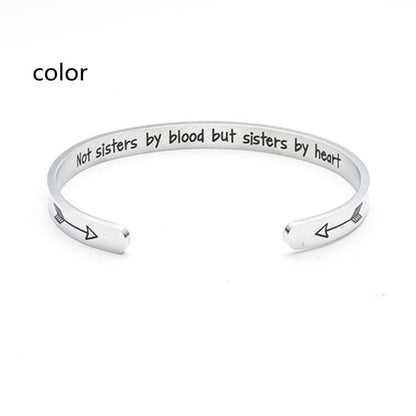 ALLRJ Stainless Steel Bracelet Sister Good Sister Lettering Bracelet