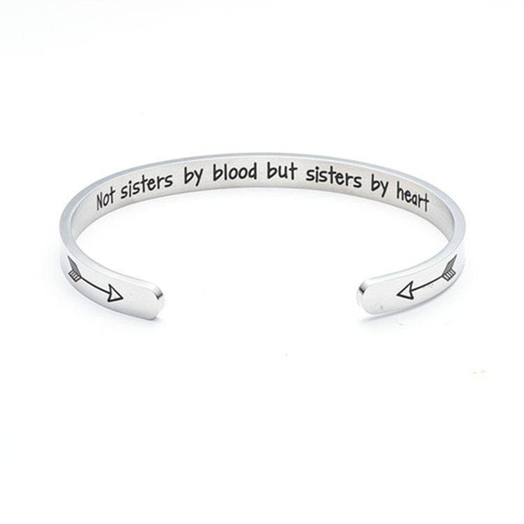 ALLRJ Steel lettering Stainless Steel Bracelet Sister Good Sister Lettering Bracelet