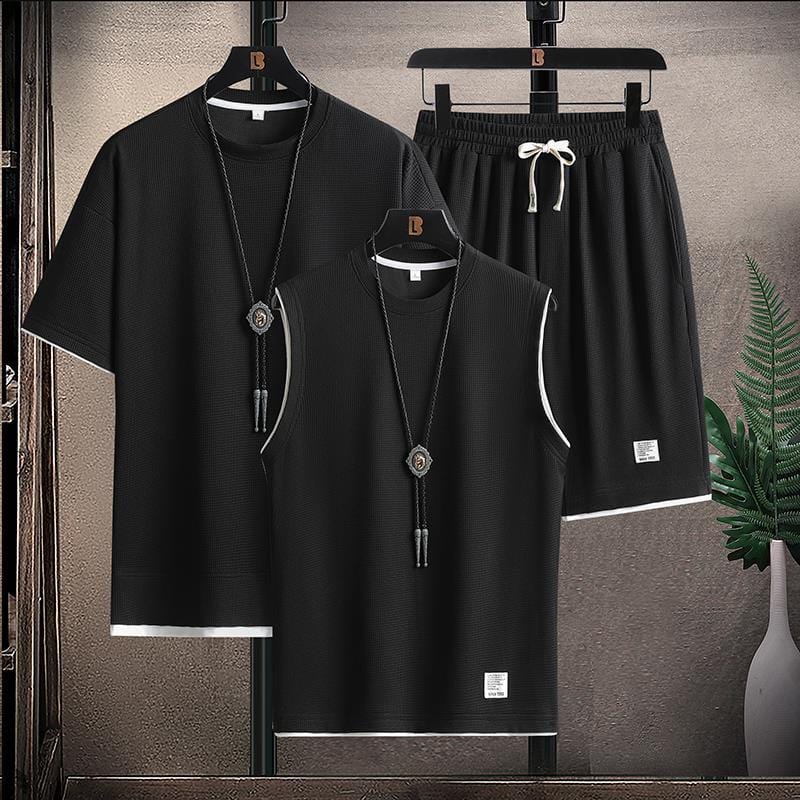 ALLRJ Two piece set Black / 2XL Men's Summer Three Piece Set