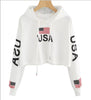 Ladies Flag Print USA Hoodie Top - ALLRJ