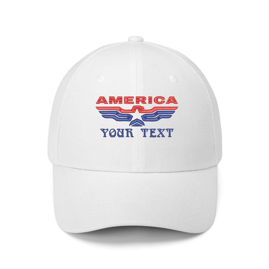 Allrj White America Four Sided Embroidable Baseball Cap