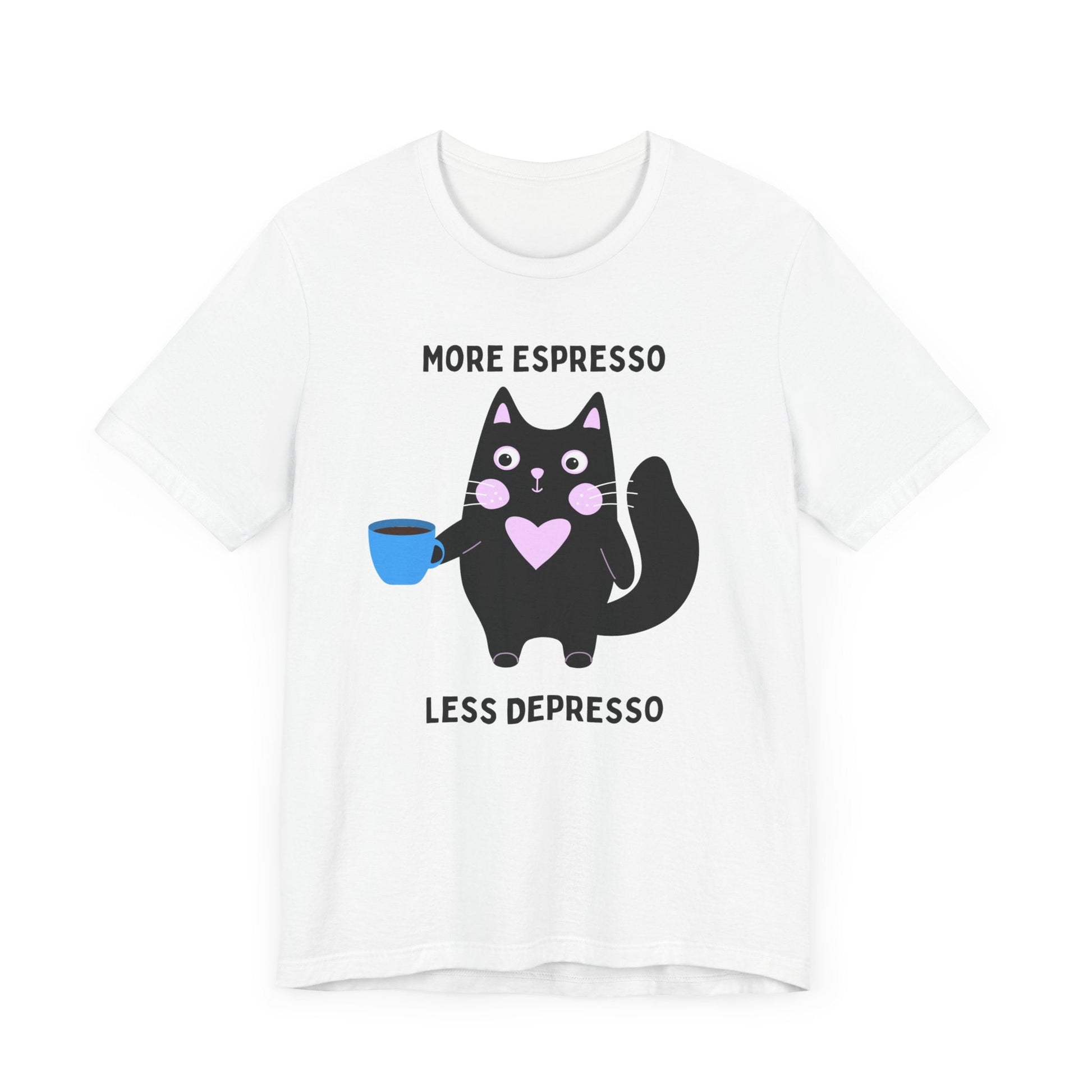 Printify T-Shirt Allrj More Espresso Less Depresso Funny Tee