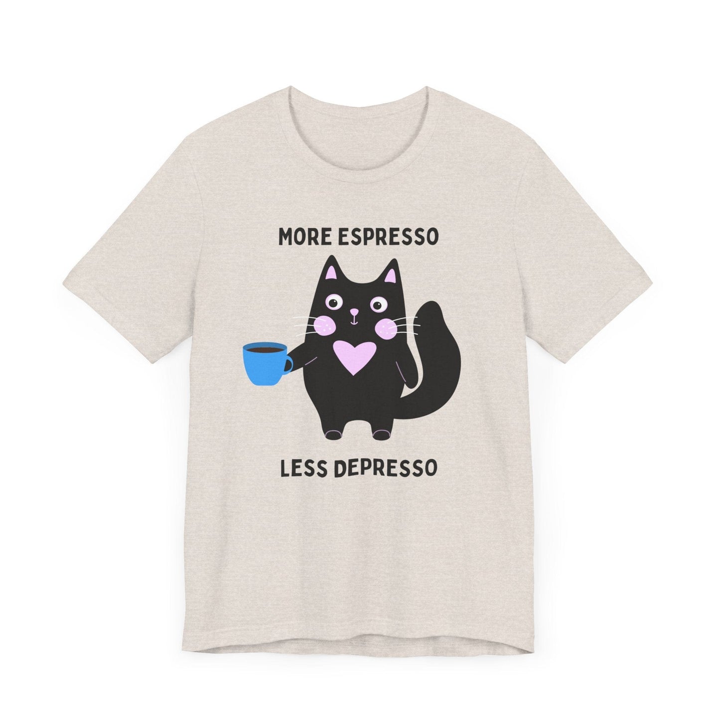 Printify T-Shirt Allrj More Espresso Less Depresso Funny Tee