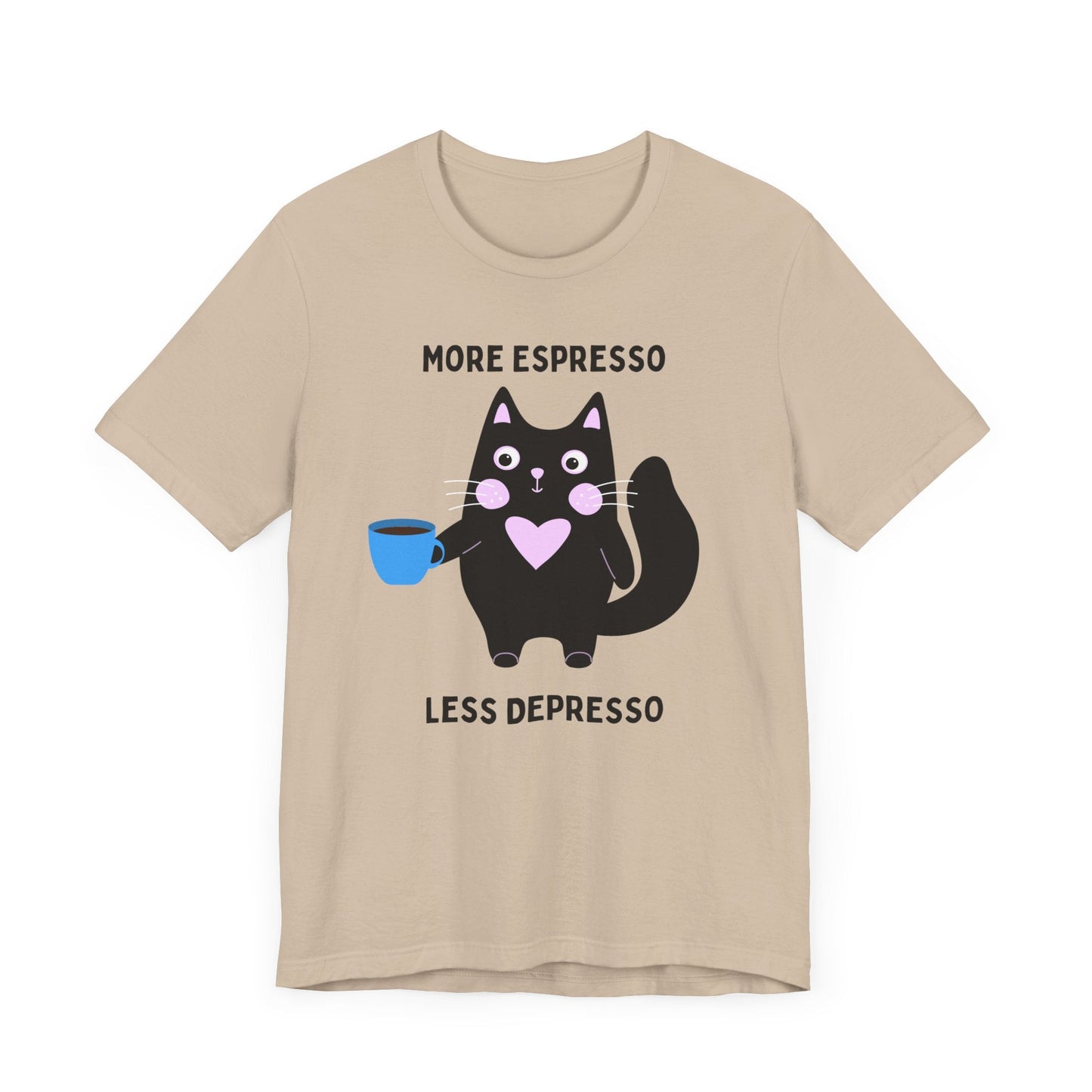 Printify T-Shirt Allrj More Espresso Less Depresso Funny Tee