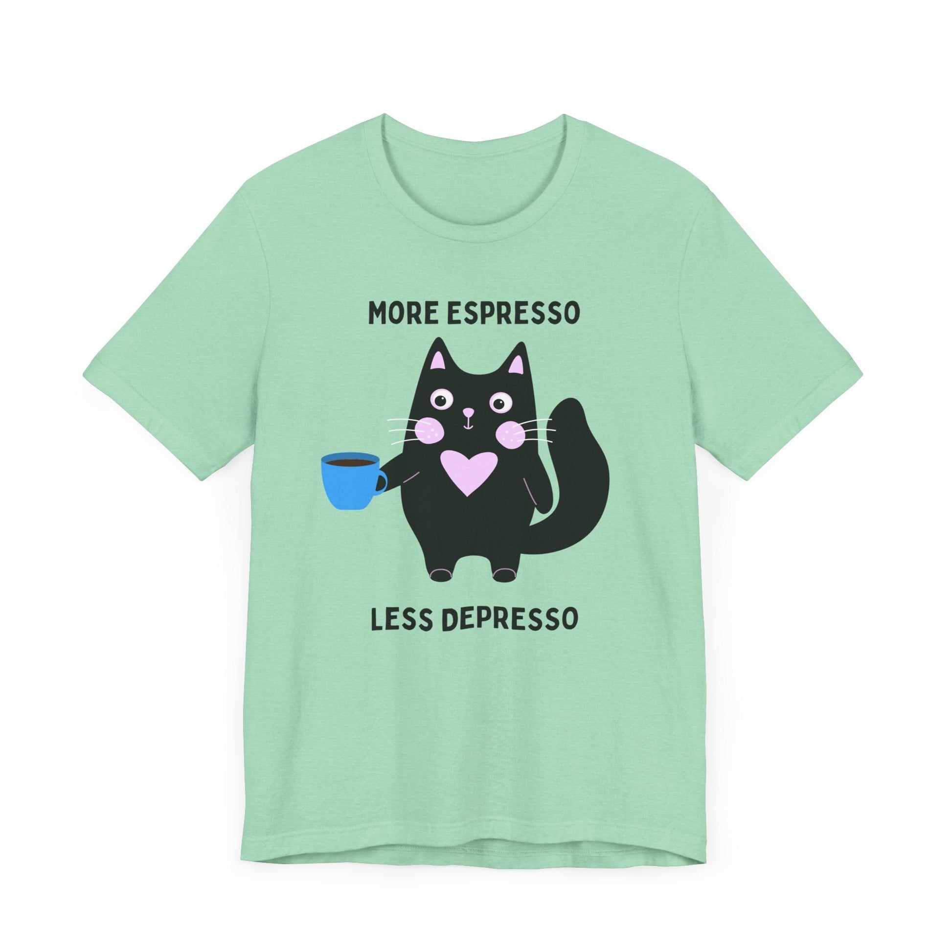 Printify T-Shirt Allrj More Espresso Less Depresso Funny Tee