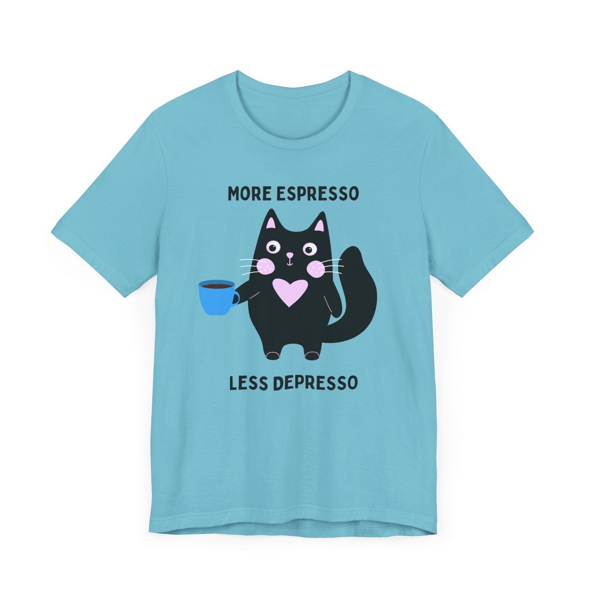 Printify T-Shirt Allrj More Espresso Less Depresso Funny Tee