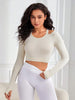 Cutout Round Neck Long Sleeve Active Top - ALLRJ