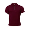 Men's thiery muscle polo Burgundy zipper