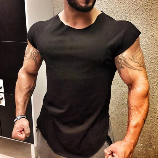 ALLRJ sleeveless mens shirts Men's Fashion Plain Sleeveless Slim T-shirt